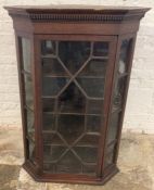 Georgian and later oak corner cupboard in the Chippendale style Ht 106cm W 73cm