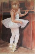 Large framed pastel "Babe at the Barre" by Brian Barton 50cm x 65.5cm