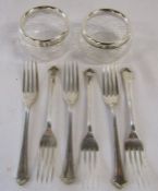 Elkington & Co Sheffield 1965 silver dessert forks - total weight 5.4ozt  and 2 London 1915 silver
