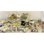 2 boxes of ceramics, including Royal Worcester etc, wooden clock, 6 boxed glasses, two glasses, a
