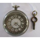 Ladies silver fob watch with key