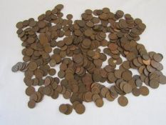 Collection of one penny, half penny and new penny coins