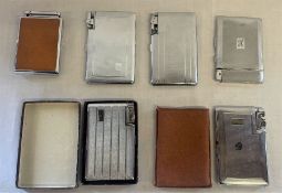 Selection of various cigarette cases with integral lighters includes some with engraving