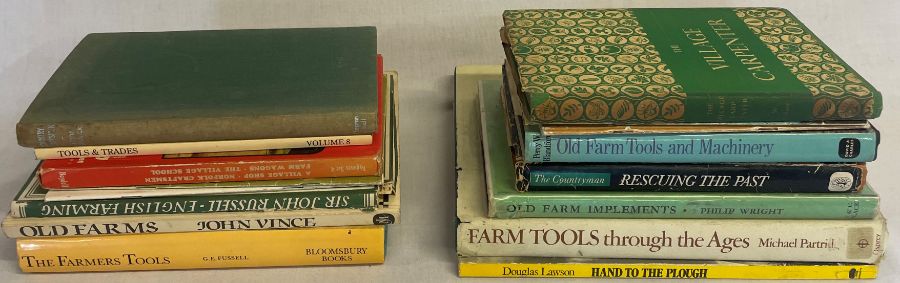 Selection of farming books Farm Tools Through The Ages, Tools & Trades Volume 8, etc