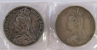 2 Victorian crowns 1890 & 1891 with George and the dragon