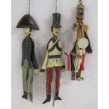 2 double faced wooden pull string toys one of an admiral and one of a soldier and a handmade