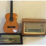 Prince acoustic guitar model no.C425, German radio and an oil on canvas depicting Loch Lubnaig