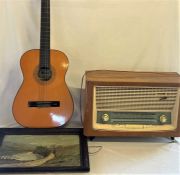 Prince acoustic guitar model no.C425, German radio and an oil on canvas depicting Loch Lubnaig