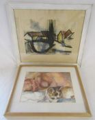 Michael Jenkins acrylic painting of a female nude entitled 'Ashia lying beside her cat' also a
