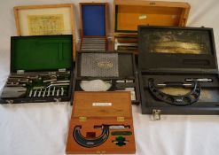 3 boxes of system gauge blocks, 3 boxed micrometer calipers & an APE Microball