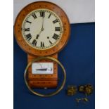 8 day American drop dial wall clock (glass required & attaching of bezel) & 2 clock movements