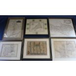 Selection of framed maps:- The North Riding of Yorkshire after Robert Morden, Hertfordshire George