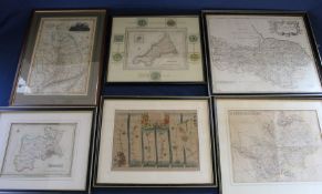 Selection of framed maps:- The North Riding of Yorkshire after Robert Morden, Hertfordshire George