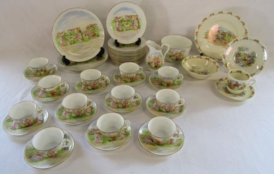 Unmarked tea set with farming children Kate Greenaway design and Royal Doulton 'Bunnykins' breakfast