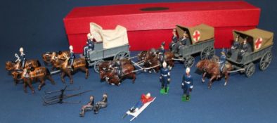 3 lead horse drawn ambulances, 2 RAMC drivers, 3 additional figures and an Armies of the World