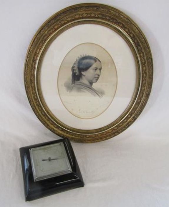 Gilded oval framed print of Queen Victoria - C. Schacher from photograph, W.H.M McFarlane, 19 St