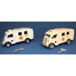 2 Tri Ang Minic tinplate clockwork ambulances, both with keys