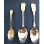 Pair of silver dessert spoons Edinburgh 1828 & silver teaspoon Sheffield 1909 2.3ozt