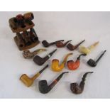 Collection of pipes includes Don Old Briar, Medico, Polo Danish, Aerosphere Duncan Hill, K& P