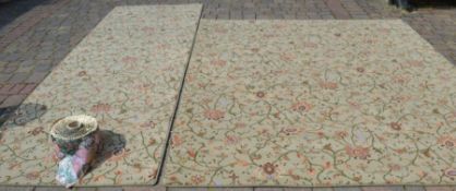 Unused wool carpet 303cm by 244cm & a matching runner 381cm by 122cm with a roll of wallpaper