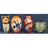 4 Old Tupton Ware hand painted vases (1 with box)