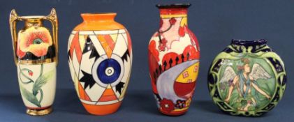 4 Old Tupton Ware hand painted vases (1 with box)