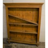 Pine bookcase (missing a back leg) Ht 159cm L 133cm