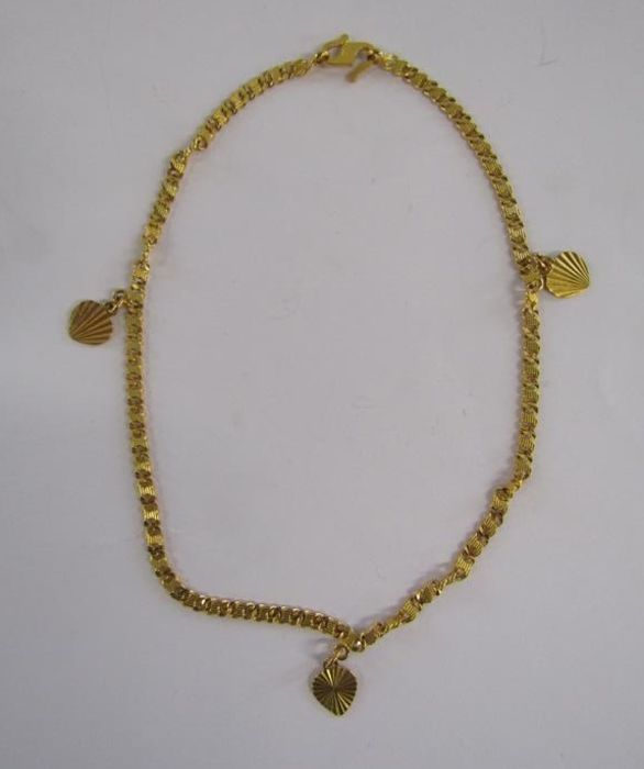 22kt Singapore gold anklet marked 916 - total weight 8.3g