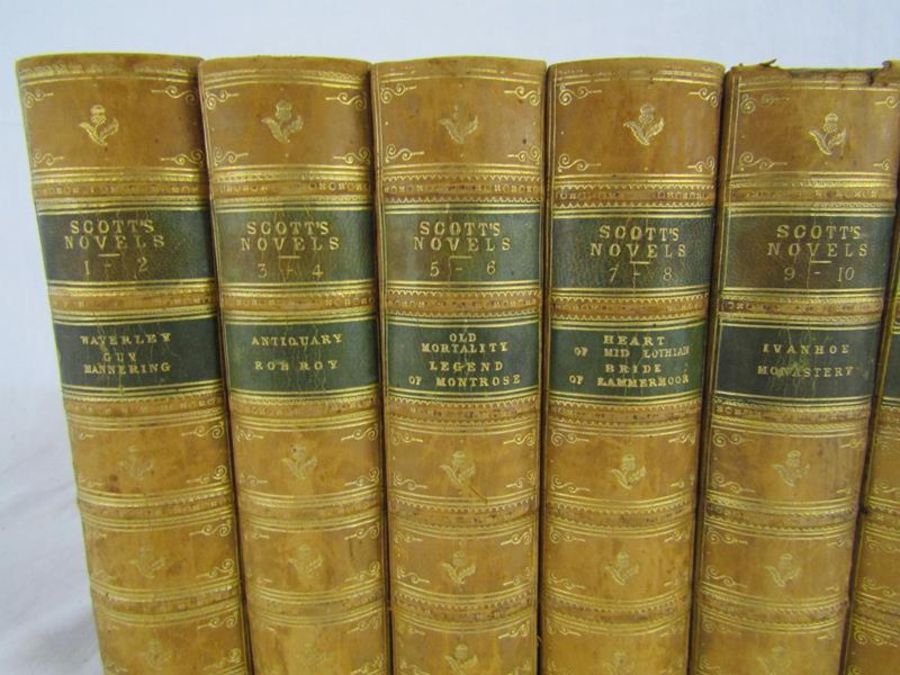 Leather bound Scott's Novels 1-25 'Waverley or 'tis 60 years since' by Sir Walter Scott and - Image 2 of 8