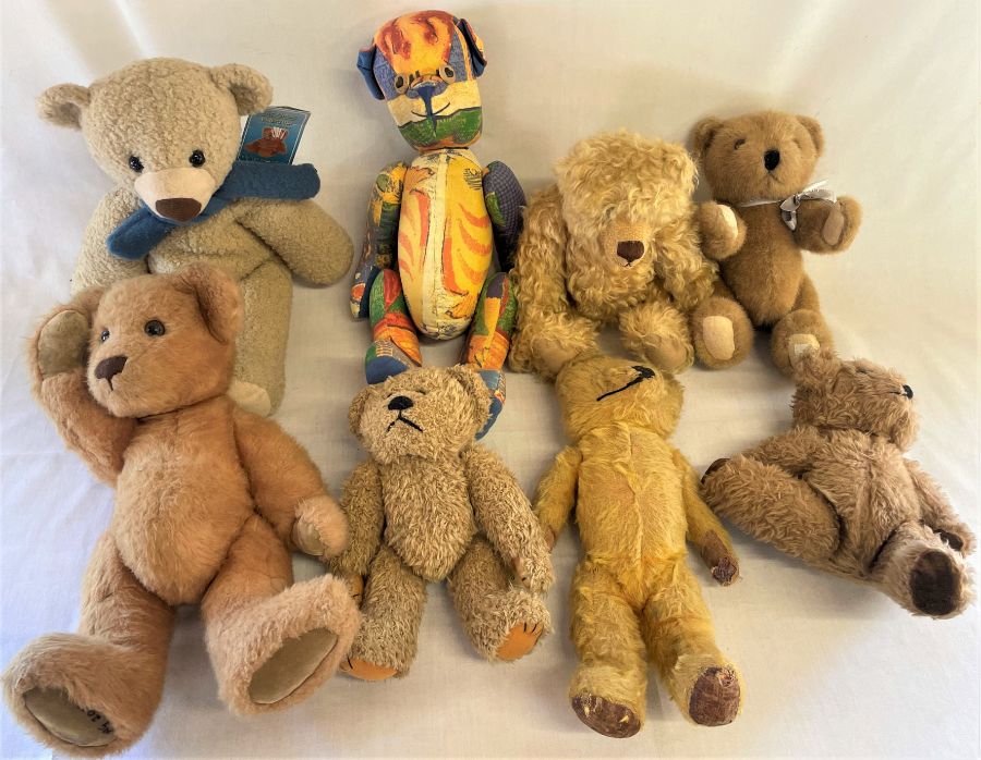 8 teddy bears (including one vintage mohair) and a child's faux fur coat - Image 2 of 5