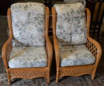 Pair of wicker conservatory chairs