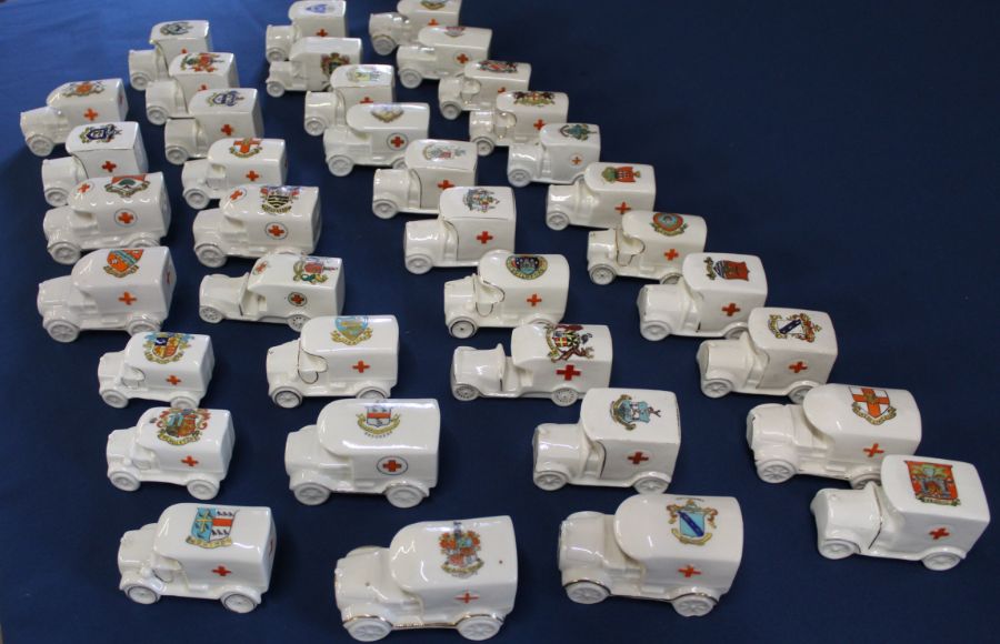 37 crested china ambulances including Arcadian, Clifton, Shelley, Triood, Coronet Ware, Waterfall - Image 2 of 7