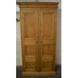 Pine double wardrobe Ht 210cm W 105cm D 59cm