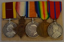 Group of Five medals awarded to H Olivant (Gnr Vickers Maxim Batty) 98543: China 1900, 1914-1915