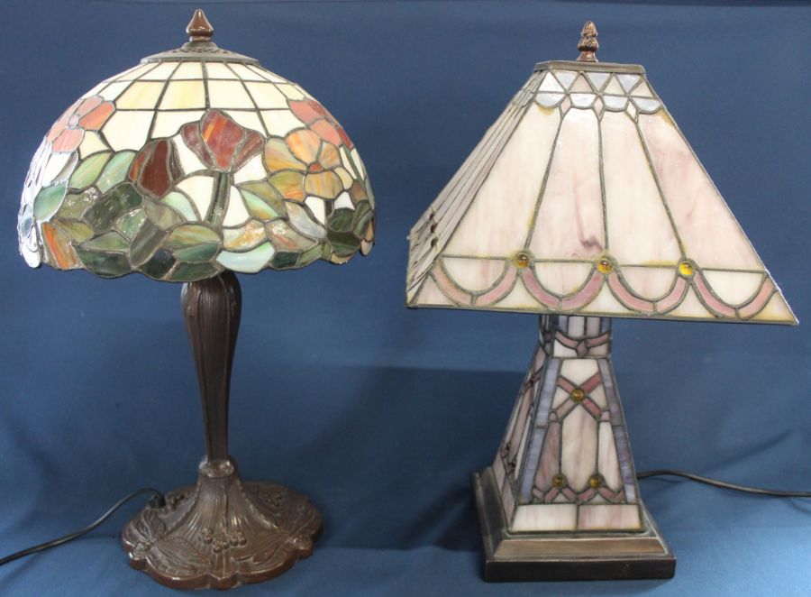 Two modern Mackintosh style table lamps