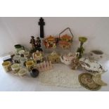 Selection of ceramics, includes Cottage Ware, commemorative ware etc