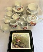 Victoria China Czechoslovakia tea set, Traditional Placemats, damaged wash bowl and jug and