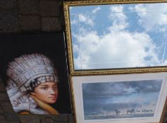 Large framed print "Storm Over Amboseli" signed David Shepherd (with personal dedication written