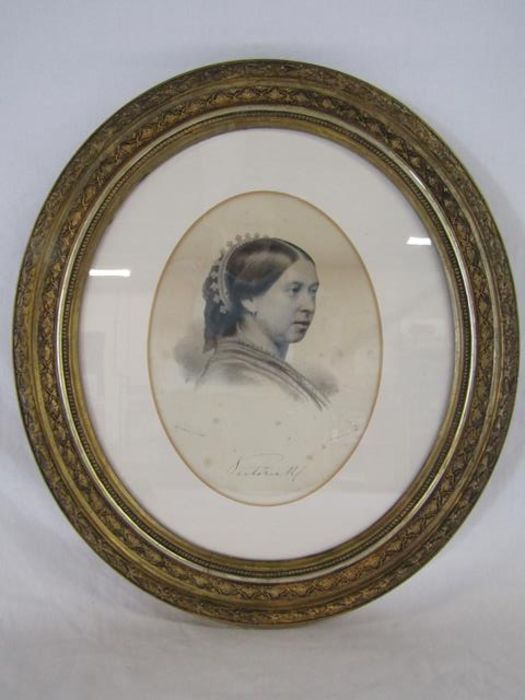 Gilded oval framed print of Queen Victoria - C. Schacher from photograph, W.H.M McFarlane, 19 St - Image 2 of 9