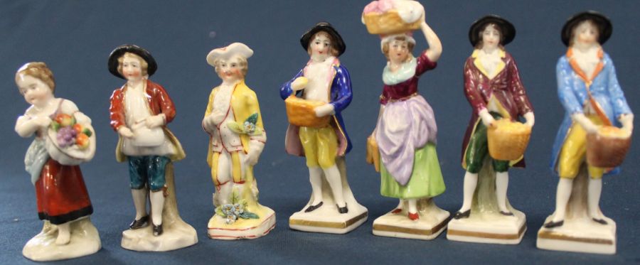 Selection of miniature porcelain figures many marked with a gold anchor - Image 2 of 5