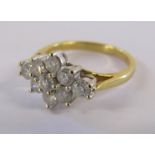 18kt gold diamond cluster ring with 1.0ct of diamonds - ring size M