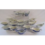 Collection of blue and white sauce boats - includes Liberty Blue, Washington Old Willow, Ireland,