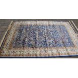 Rich blue ground full pile cashmere rug with tree of life design 230cm by 160cm