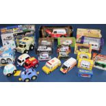 Selection of mostly die cast models of ambulances in original boxes including Corgi, Matchbox &