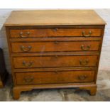 Georgian oak chest of drawers with cock beading & cross banding to the drawers L 89cm D 46cm Ht