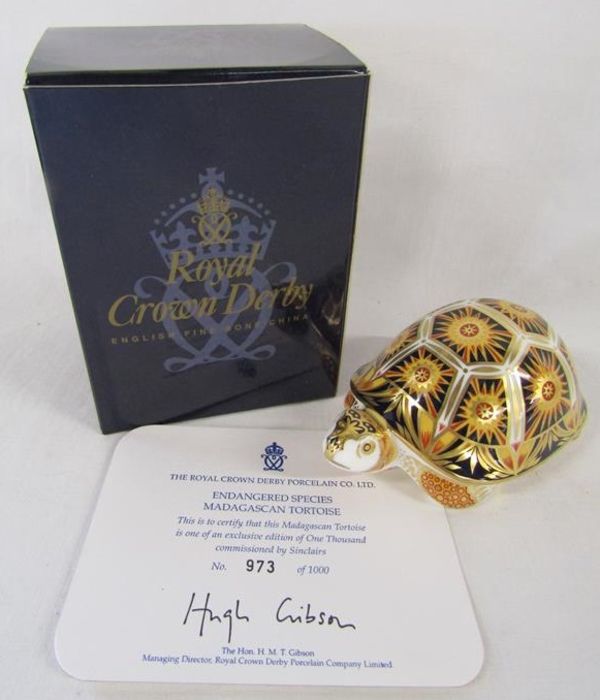 Royal Crown Derby paperweight Endangered Species Madagascan Tortoise - limited edition 973/1000