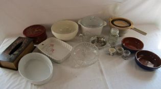 Collection of items includes kitchen ware etc