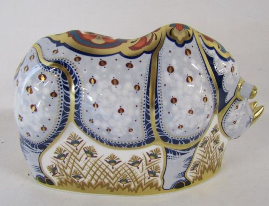 Royal Crown Derby paperweight Endangered Species White Rhino - limited edition 973/1000 - Image 4 of 6
