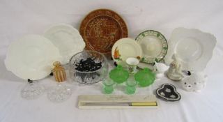 Falconware Samivel plate, Minton, Royal Crown Derby 839892 and Royal Tuscan white plates, Royal