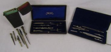 3 geometry sets - Jackson Brothers, brass set and one other